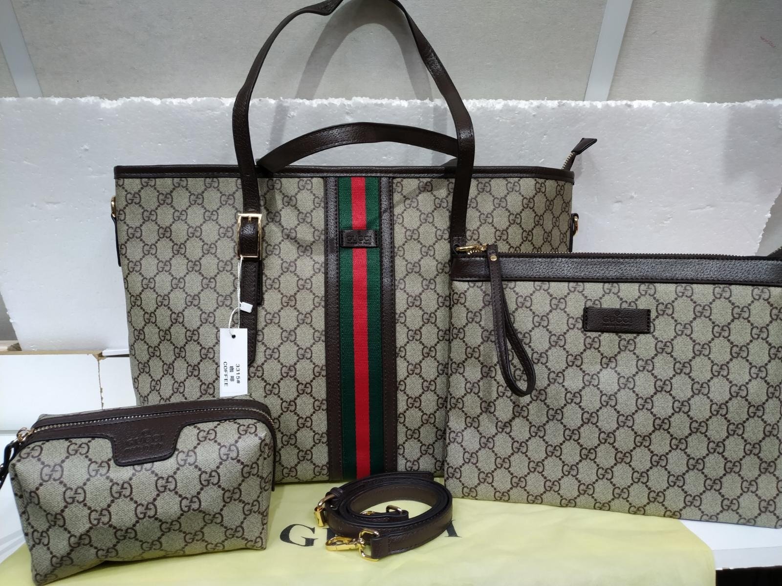 Gucci 3 Pieces New White Set – Bag, Shoes and Wallet – peehe
